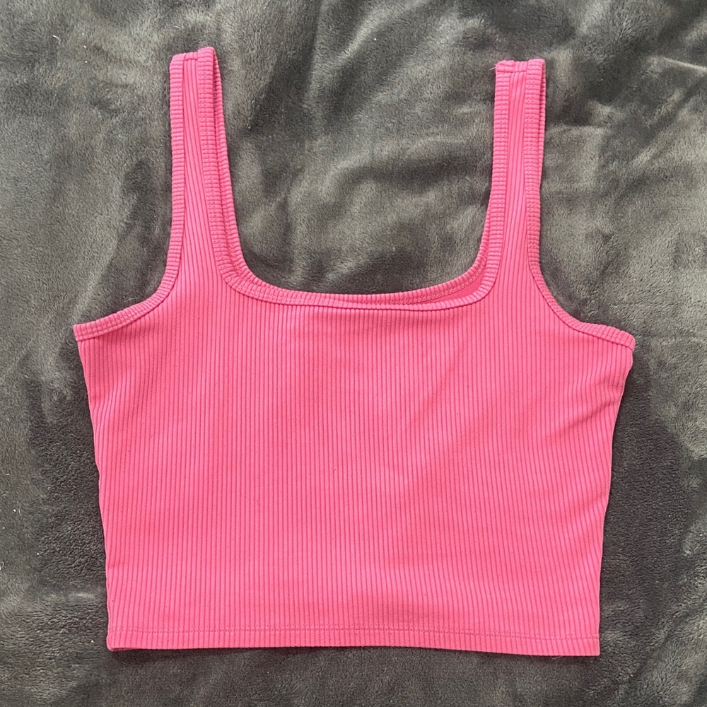 Hollister Pink Ribbed Square Neck Tank Top